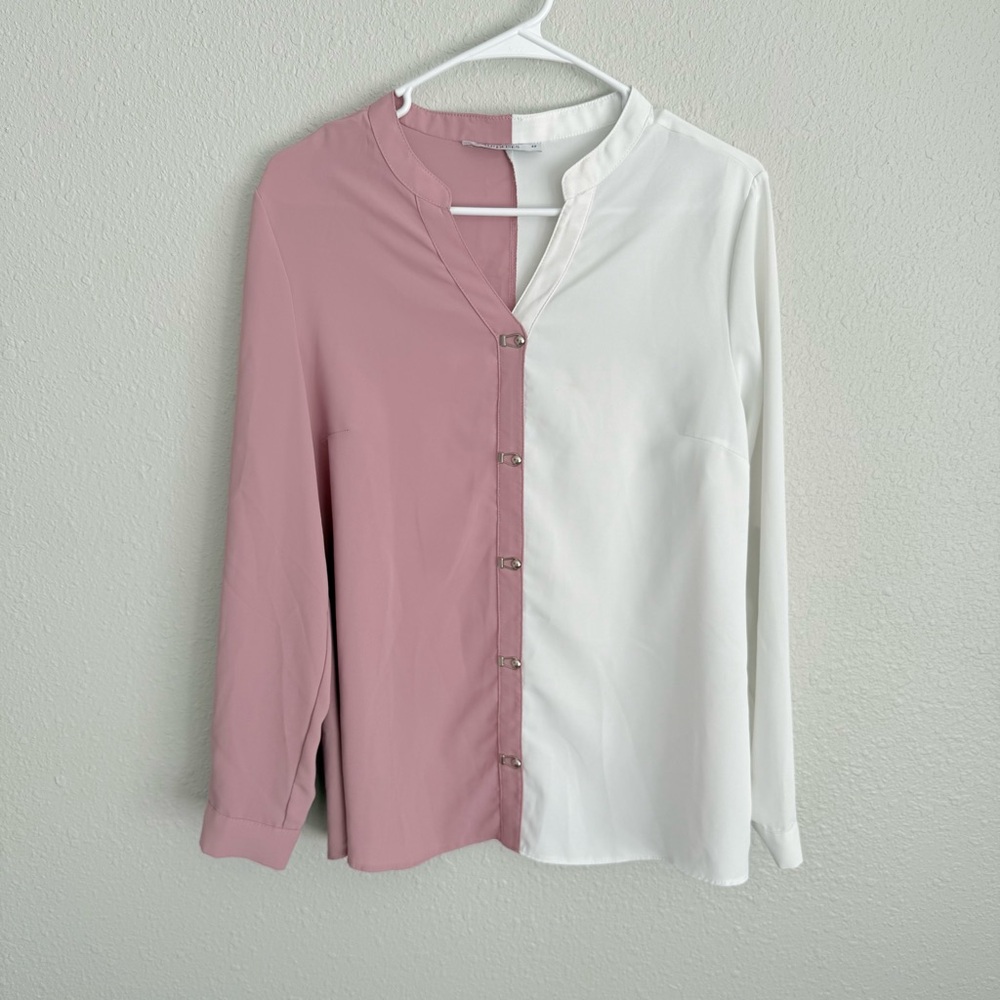 Elegant Pink and White Button Down Shirt